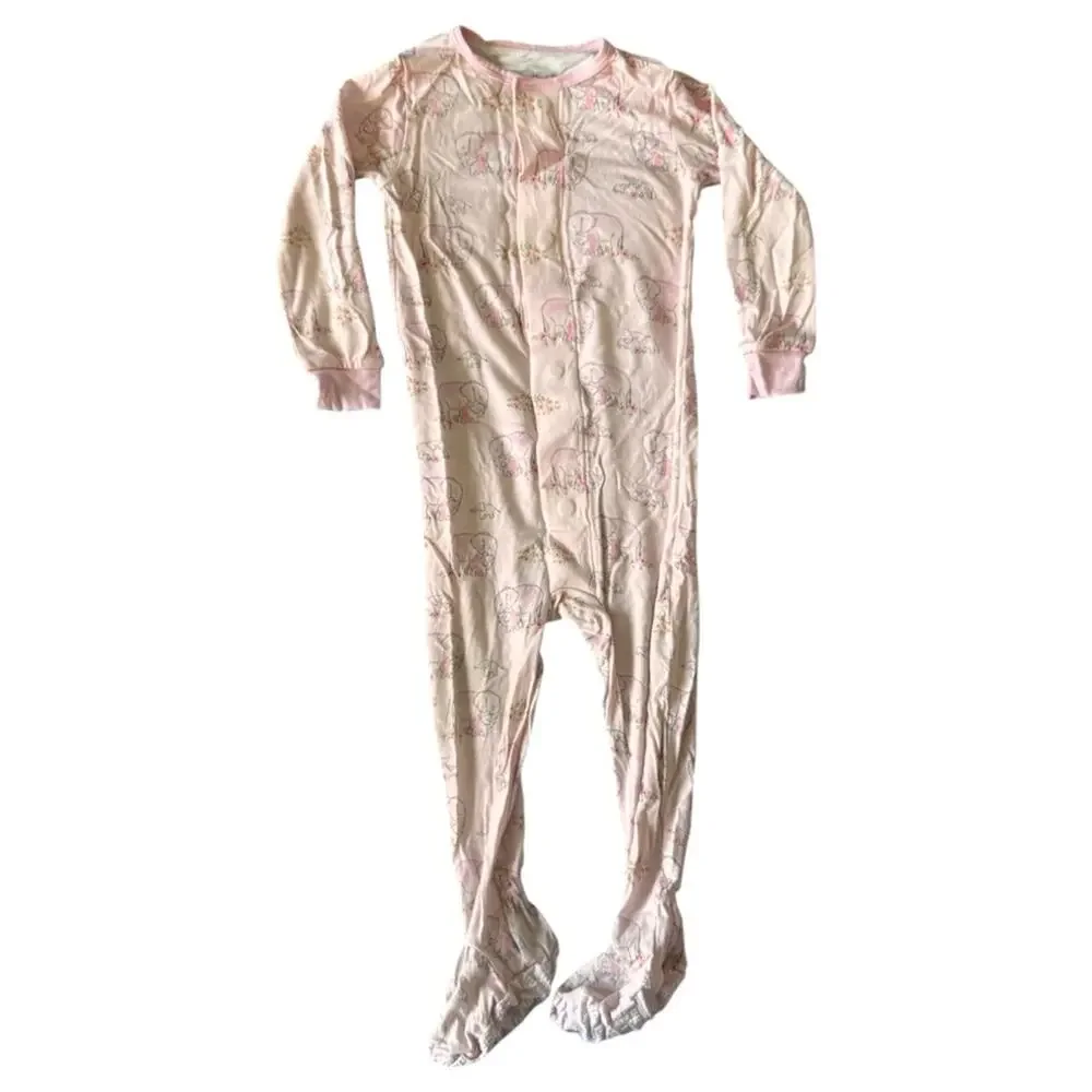 Two Magnetic Me Floral & Pink Elephants Footie Sleepwear Modal Size 9-12 & 12-18